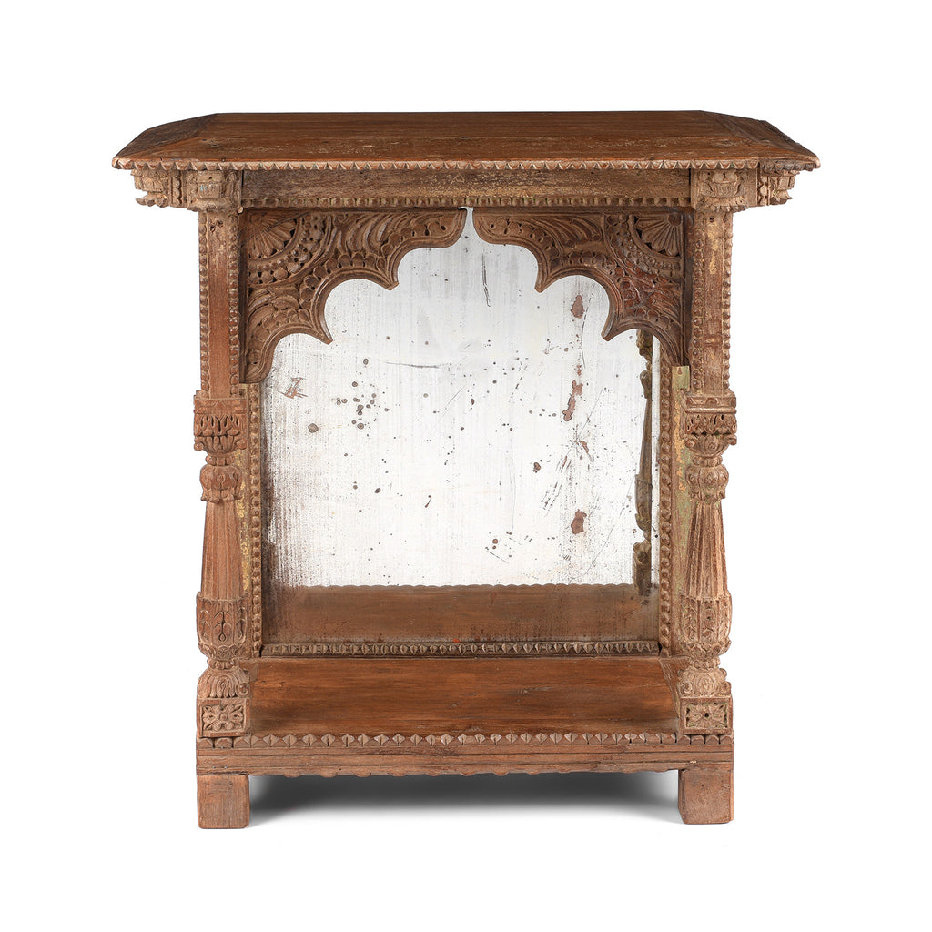 Painted Indian House Shrine Mirror From Kutch - 19thC