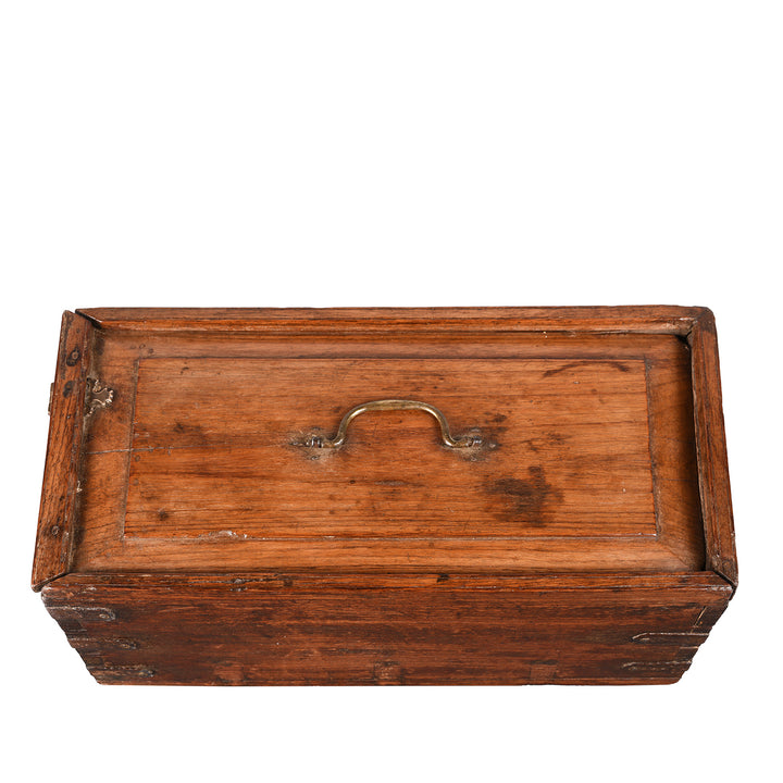 Top Down View Of Antique Brass Bound Rosewood Scale Box From Rajasthan | Indigo Antiques