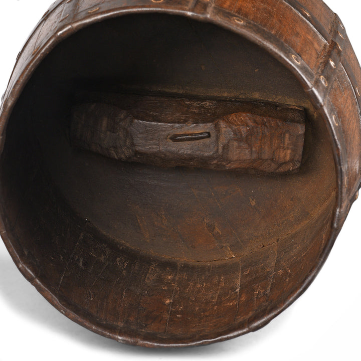 Interior Of Antique Iron Bound Teak Grain Measure From Rajasthan | Indigo Antiques