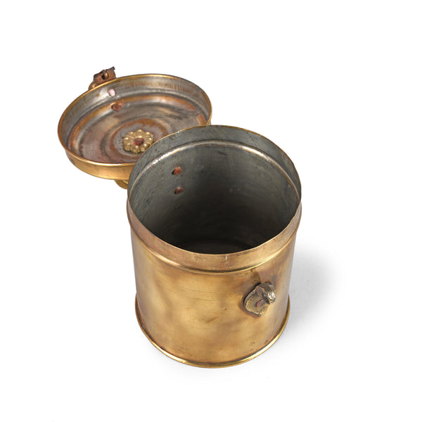 Small Vintage Brass Food Caddy From Bombay - Ca 1920