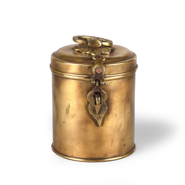 Small Vintage Brass Food Caddy From Bombay - Ca 1920