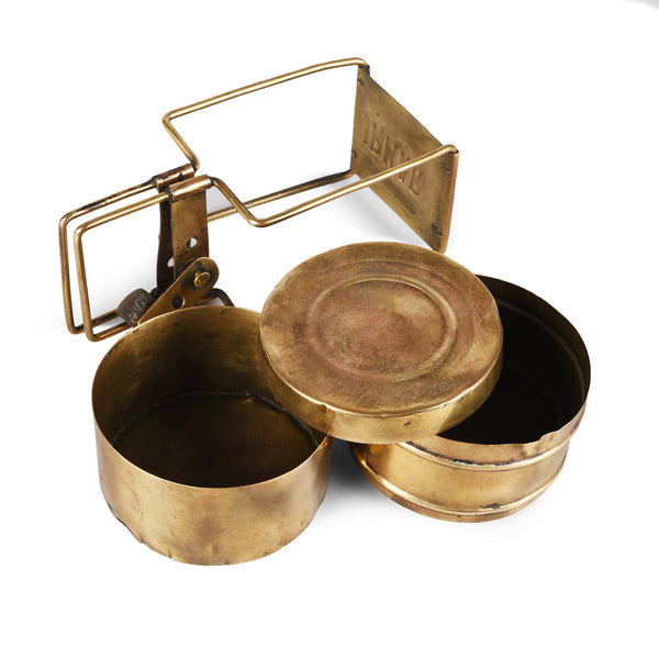 Vintage Brass Tiffin Box Set From India - Ca1920