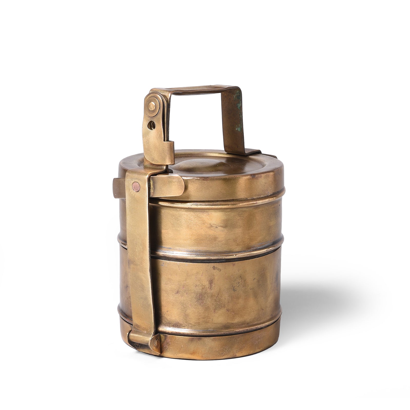 2 Tier Indian Vintage Brass Tiffin Box Set - Ca 1930 2 Tier Indian Vintage Brass Tiffin Box Set - Ca 1930