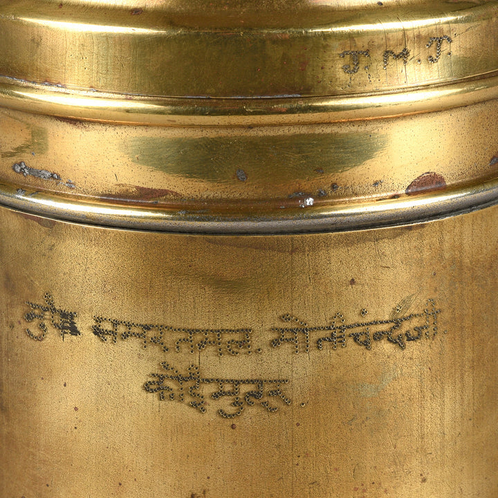 Vintage 2 Tier Indian Vintage Brass Tiffin Box Set | Indigo Antiques
