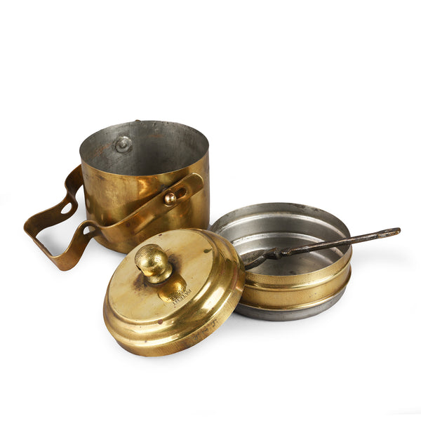 2 Tier Indian Vintage Brass Tiffin Box Set - Ca 1930