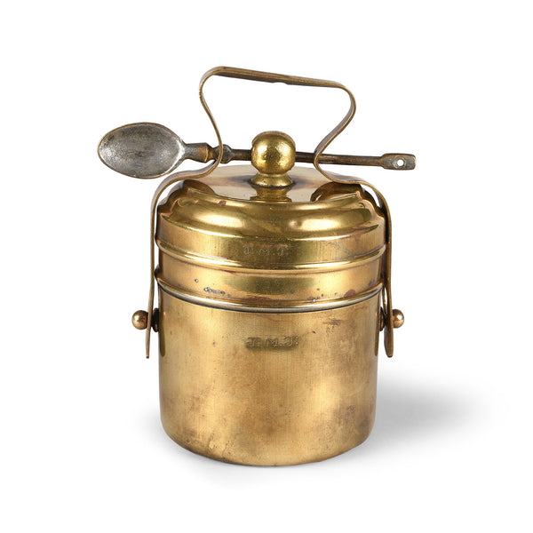 2 Tier Indian Vintage Brass Tiffin Box Set - Ca 1930