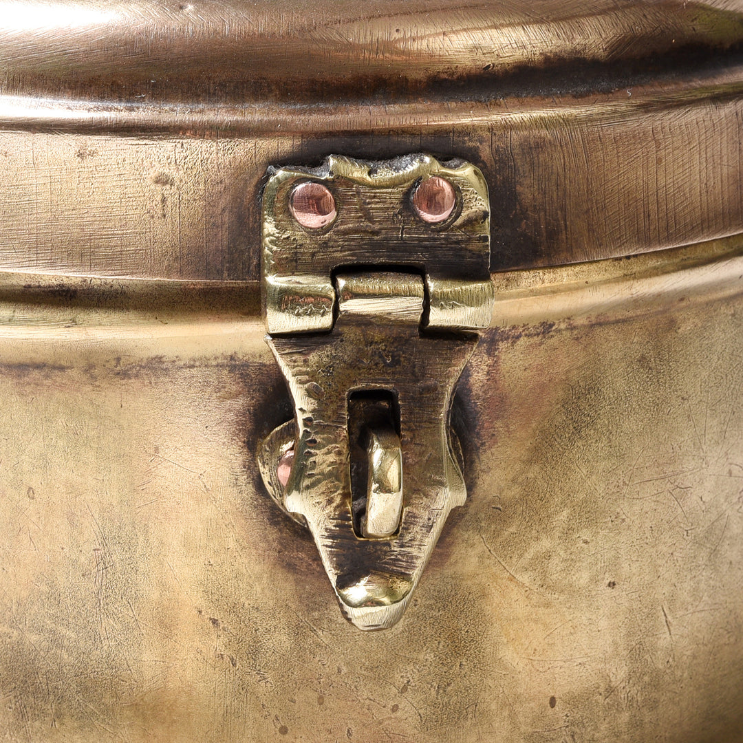 Latch Detail From Vintage Indian Brass Chapati Box - Ca 1940'S | Indigo Antiques