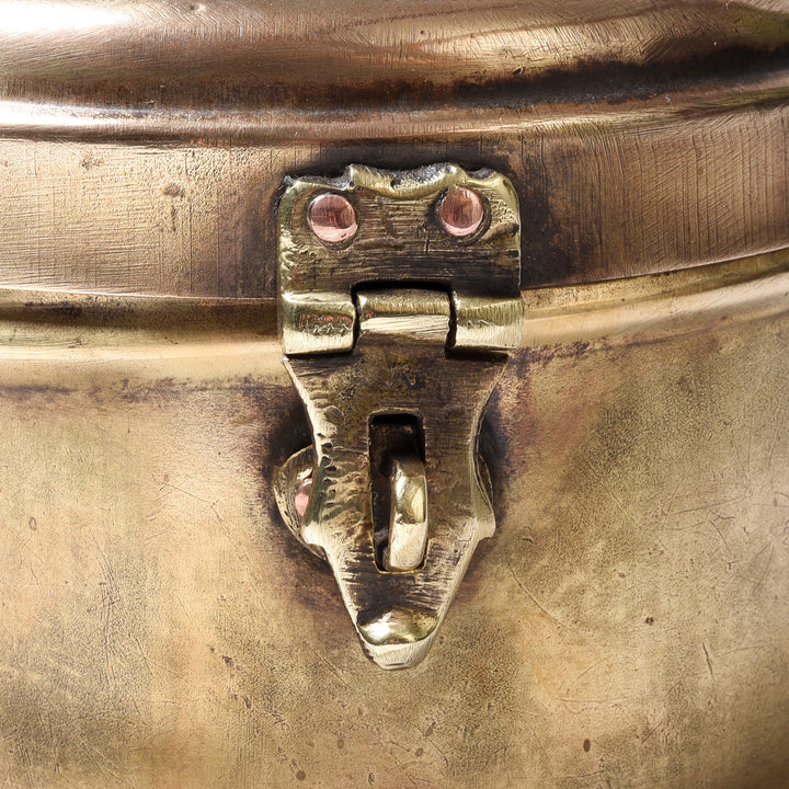 Latch Detail From Vintage Indian Brass Chapati Box - Ca 1940'S | Indigo Antiques