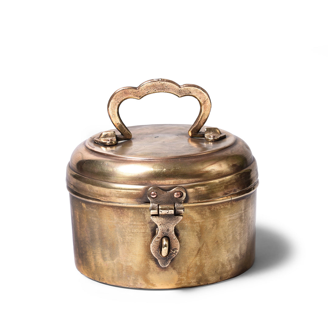 Vintage Indian Brass Chapati Box - Ca 1940'S | Indigo Antiques