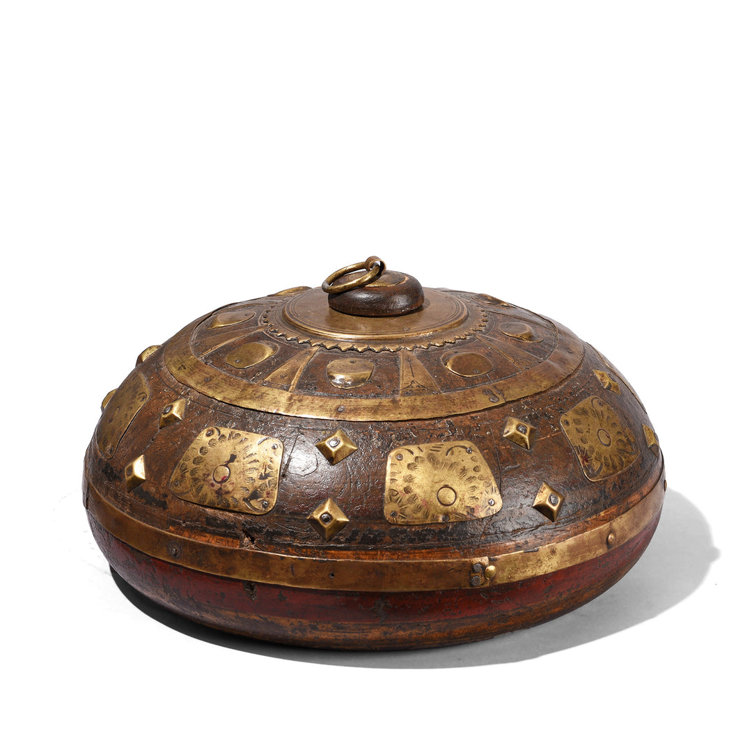 Back Of Antique Carved Teak Opium Container From Rajasthan | Indigo Antiques