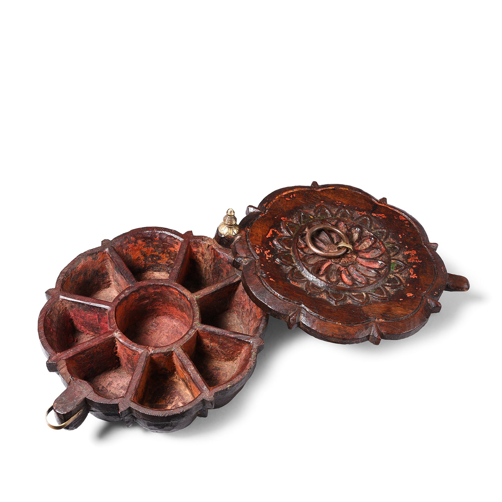 Antique Carved Teak Masala Box From Rajasthan | Indigo Antiques