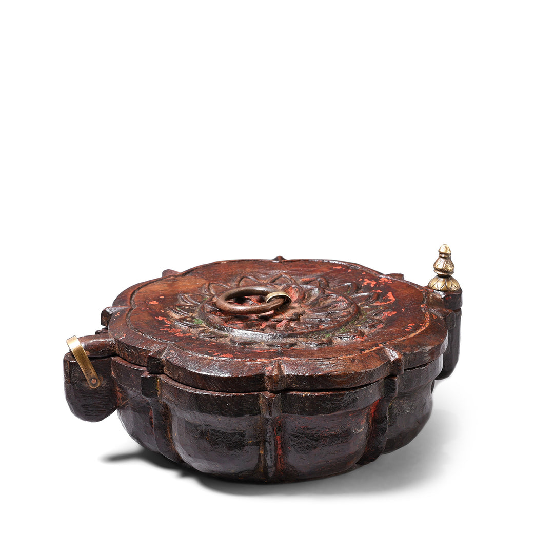 Antique Carved Teak Masala Box From Rajasthan | Indigo Antiques
