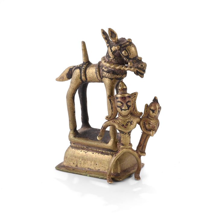 Dethatched View Of Antique Brass Horse & Khandoba From The Deccan | Indigo Antiques