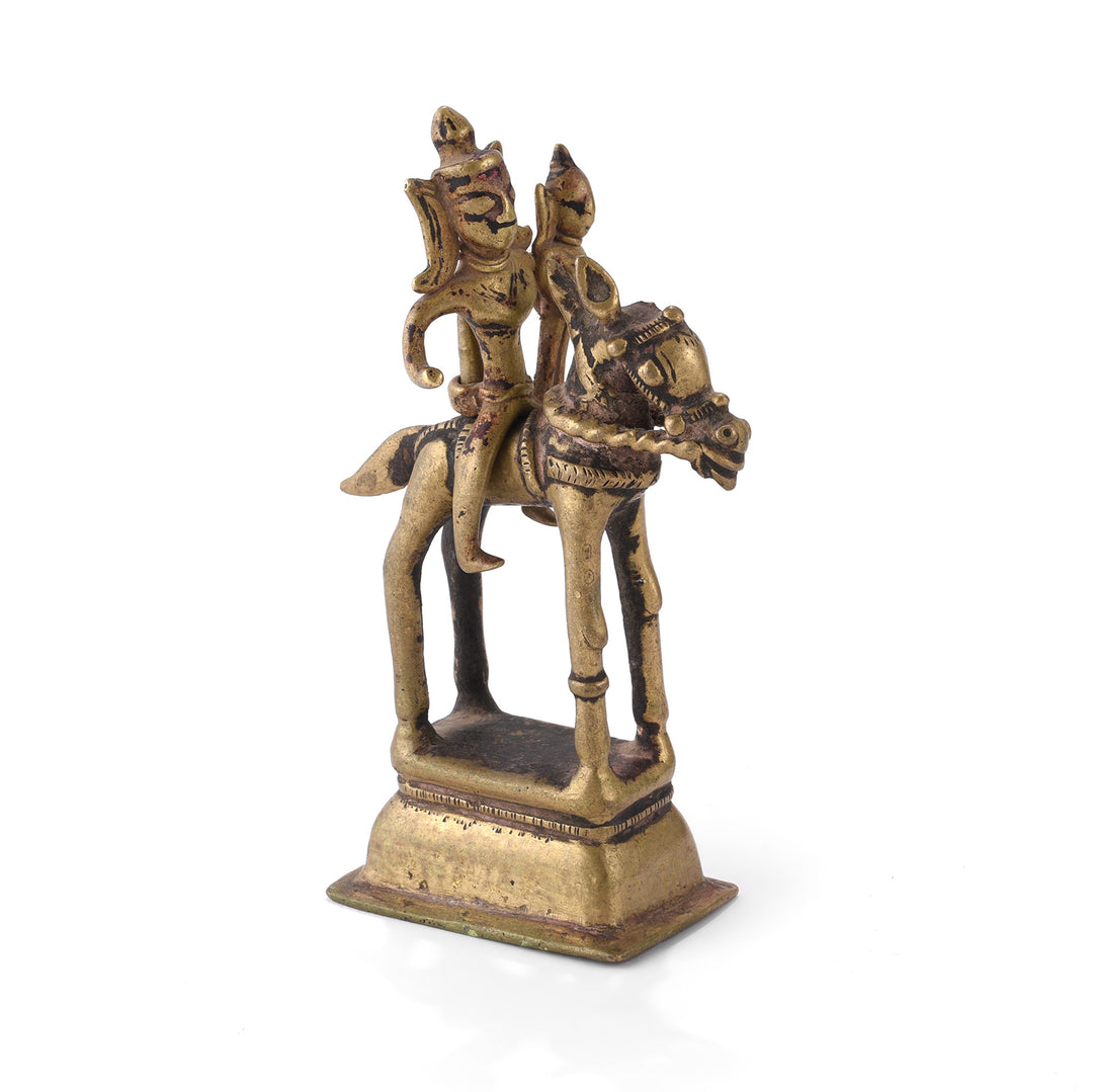 Antique Brass Horse & Khandoba From The Deccan | Indigo Antiques