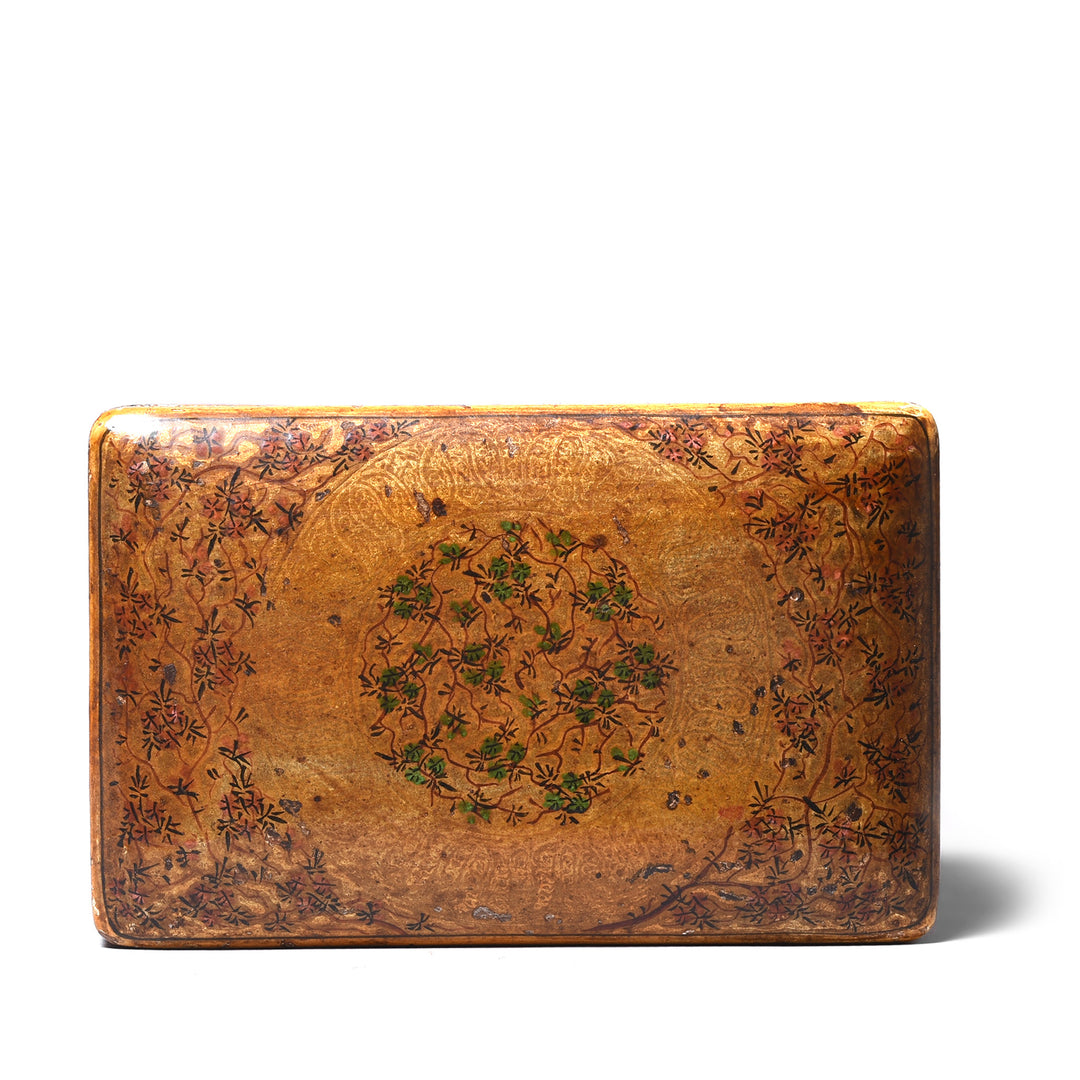 Top Of Vintage Painted Kashmiri Card Box | Indigo Antiques