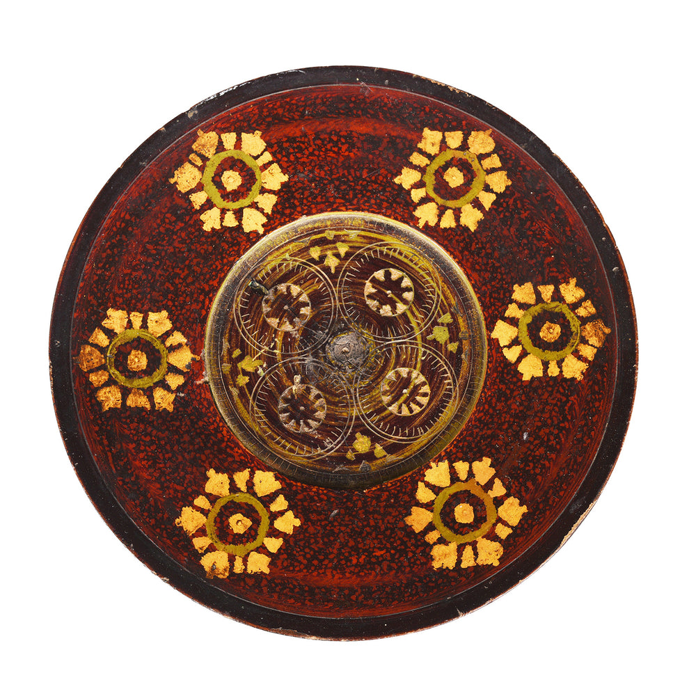 Top Down View Of Old Scratchwork Lacquer Stand From Sindh | Indigo Antiques