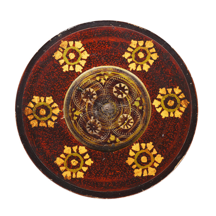 Top Down View Of Old Scratchwork Lacquer Stand From Sindh | Indigo Antiques