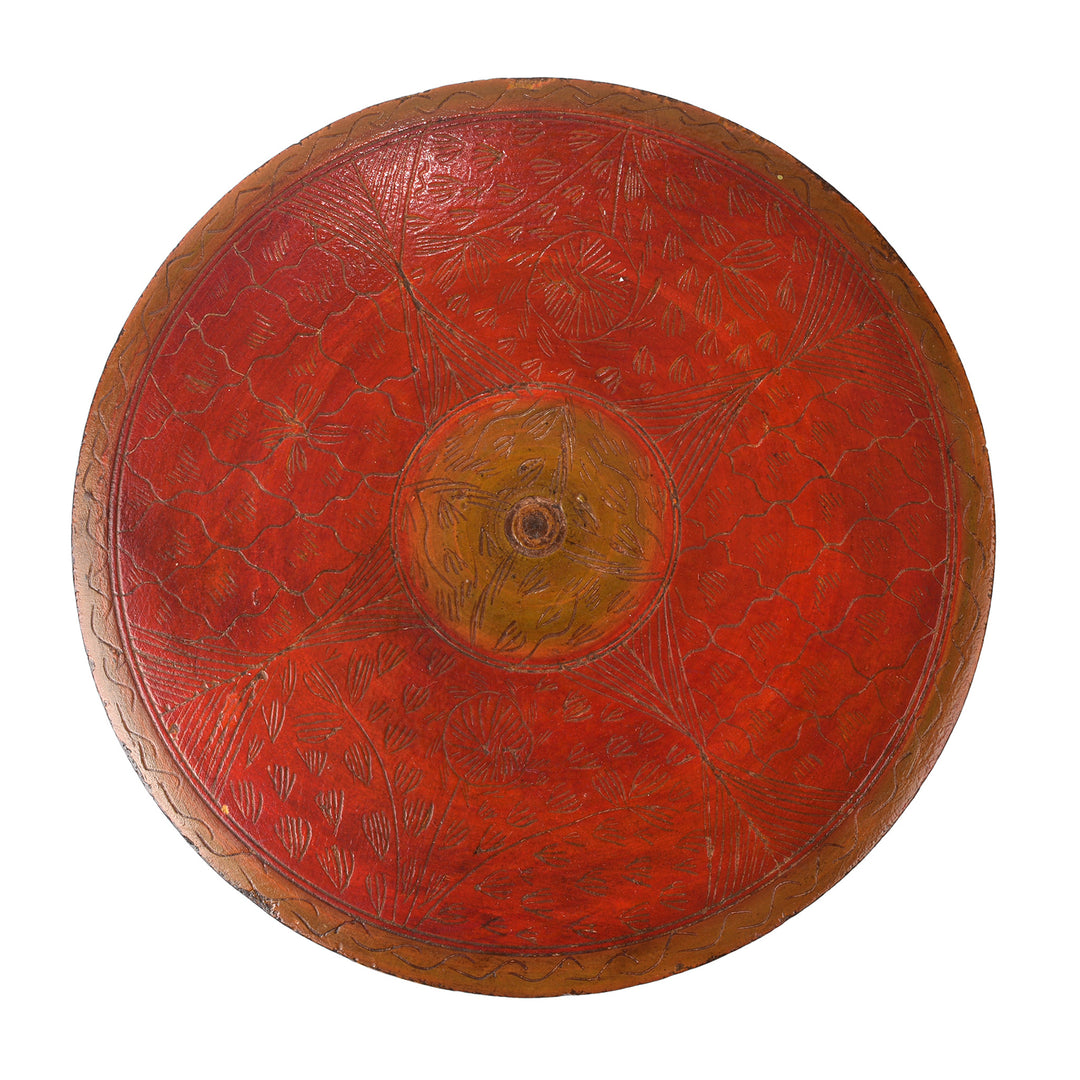 Old Regency Style Red Lacquer Pot From Rajasthan | Indigo Antiques