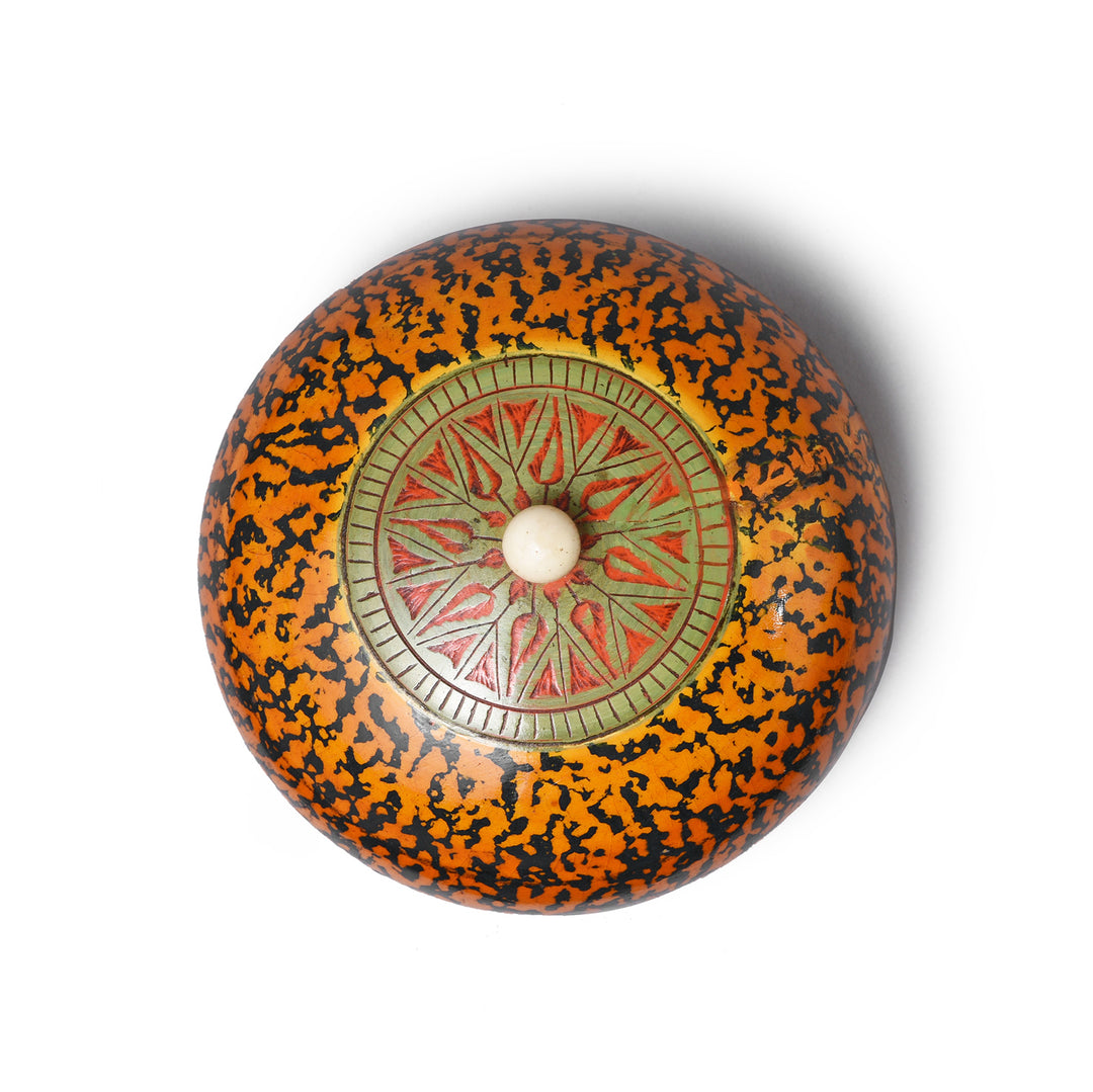 Top Down View Of Vintage Spotted Lacquer Pot | Indigo Antiques