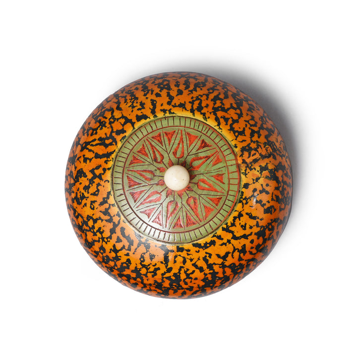 Top Down View Of Vintage Spotted Lacquer Pot | Indigo Antiques