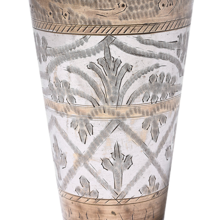 Vintage Lassi Cup - Nickel Plated Engraved Brass - Ca 1920's | Indigo Antiques