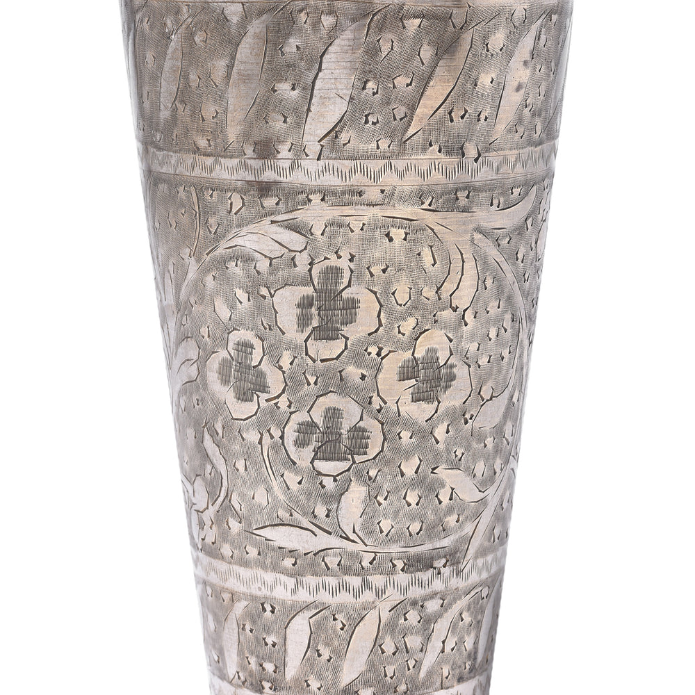 Lassi Cup - Nickel Plated Engraved Brass - Ca 1920's | Indigo Antiques