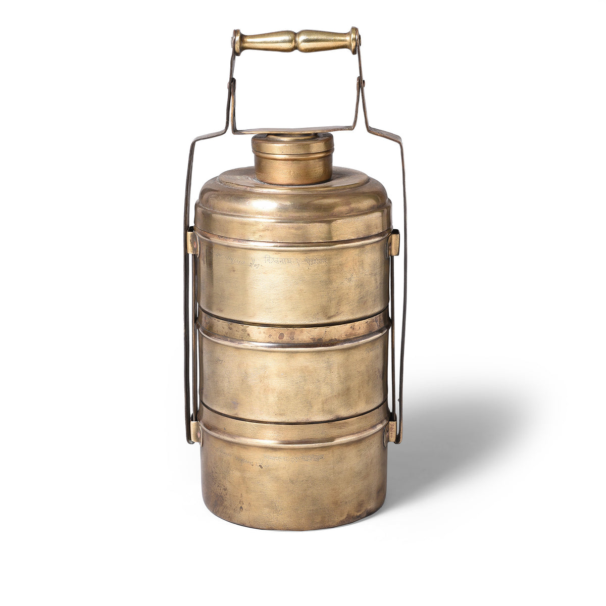 Antique 3 Tier Brass Tiffin Box | Indigo Antiques