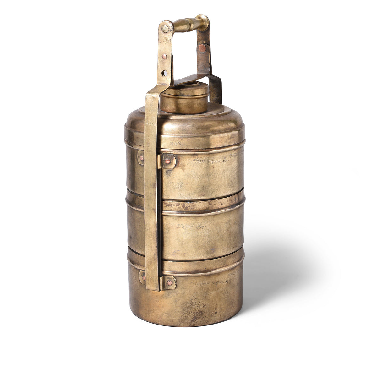 Antique 3 Tier Brass Tiffin Box | Indigo Antiques