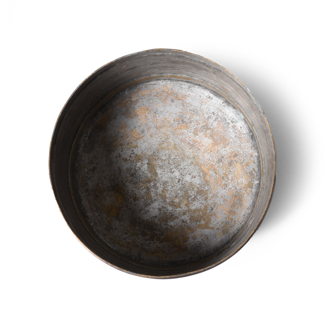 Top Down View Of Antique 3 Tier Brass Tiffin Box | Indigo Antiques