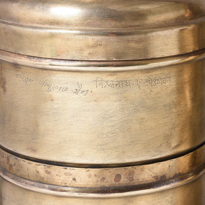 Detail From Antique 3 Tier Brass Tiffin Box | Indigo Antiques