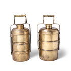 3 Tier Indian Vintage Brass Tiffin Box Set - Ca 1930