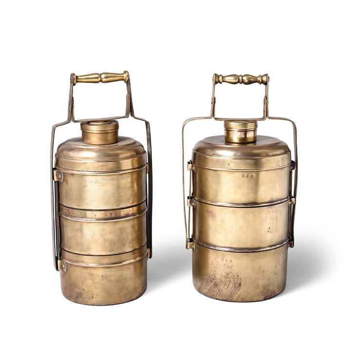 Antique 3 Tier Brass Tiffin Box | Indigo Antiques