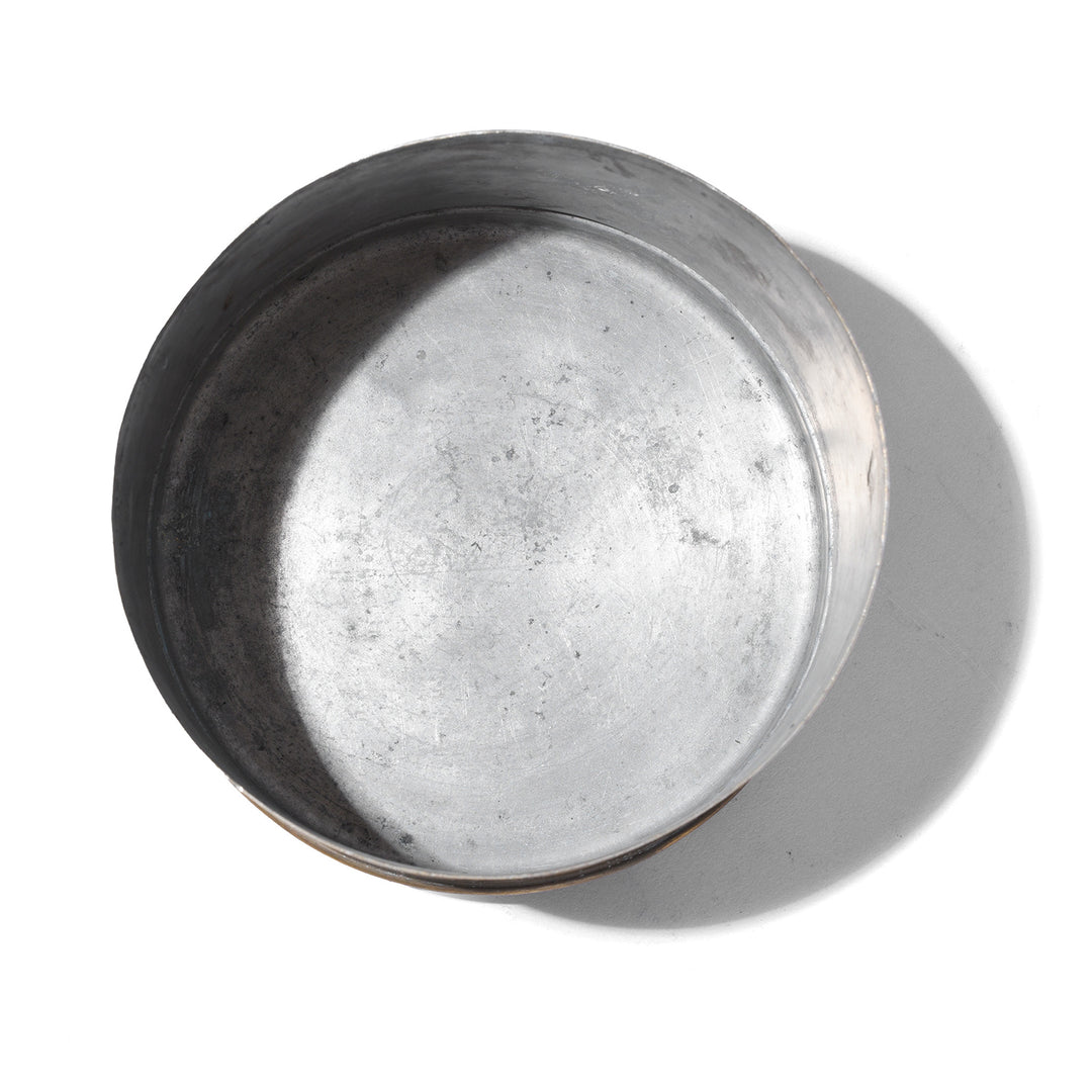 Interior Of Antique Brass Indian Multi Tiered Tiffin With Carry Handle