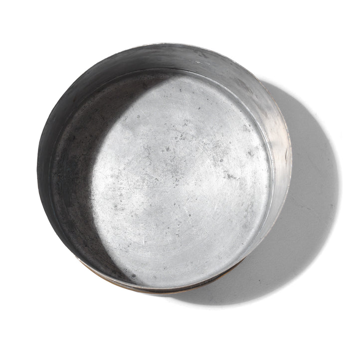 Interior Of Antique Brass Indian Multi Tiered Tiffin With Carry Handle