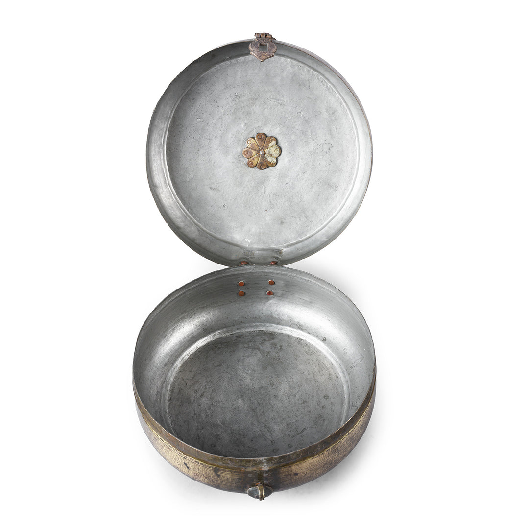 Interior Of Antique Indian Brass Chapati Box | Indigo Antiques