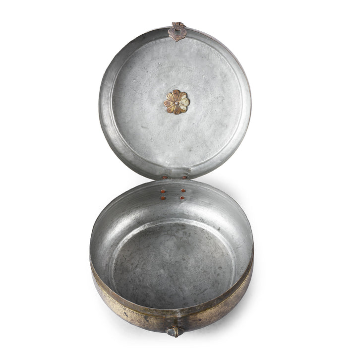 Interior Of Antique Indian Brass Chapati Box | Indigo Antiques