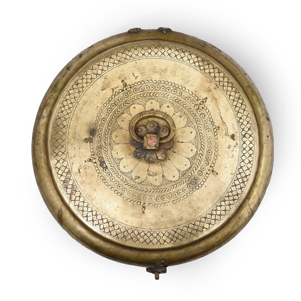 Top View Of Antique Brass Indian Chapati Box - 19th Century | Indigo Antiques