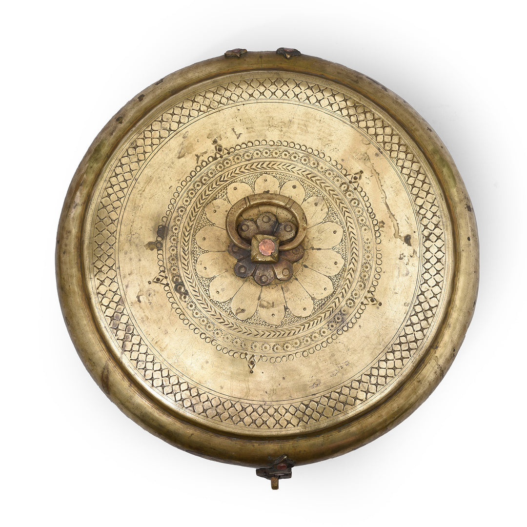 Top View Of Antique Brass Indian Chapati Box - 19th Century | Indigo Antiques
