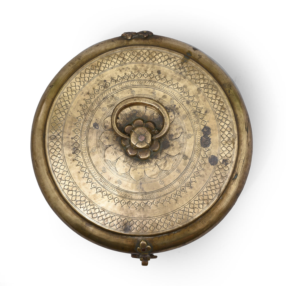 Top View Of Brass Indian Chapati Box - 19th Century | Indigo Antiques