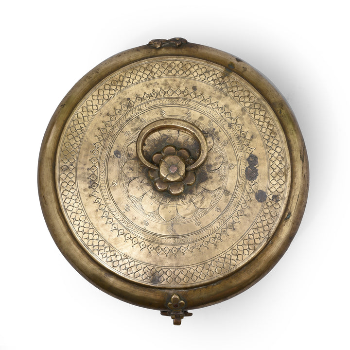 Top View Of Brass Indian Chapati Box - 19th Century | Indigo Antiques