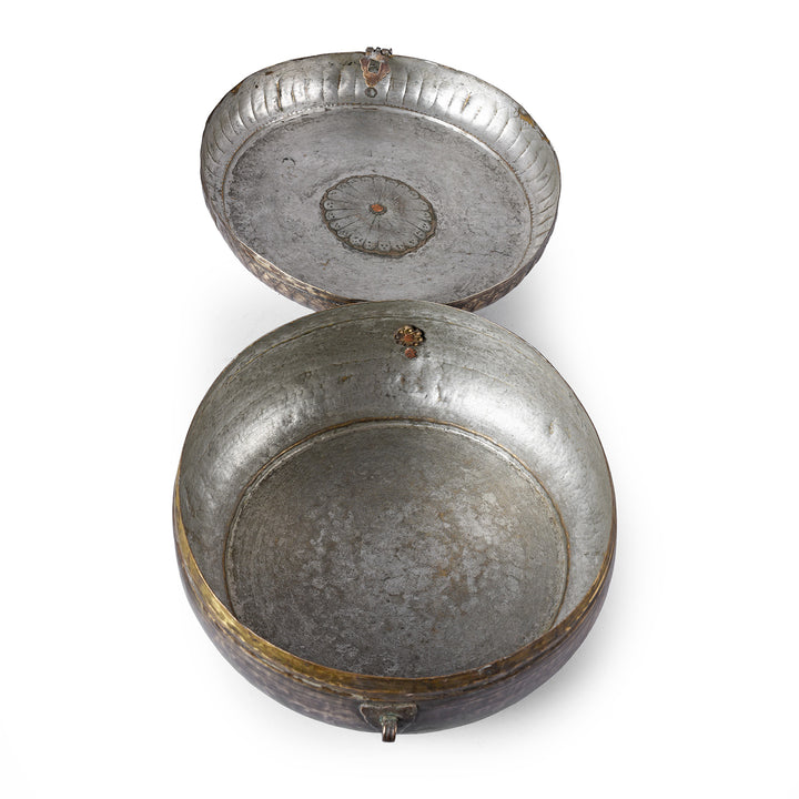 Interior Of Antique Indian Brass Chapati Box | Indigo Antiques