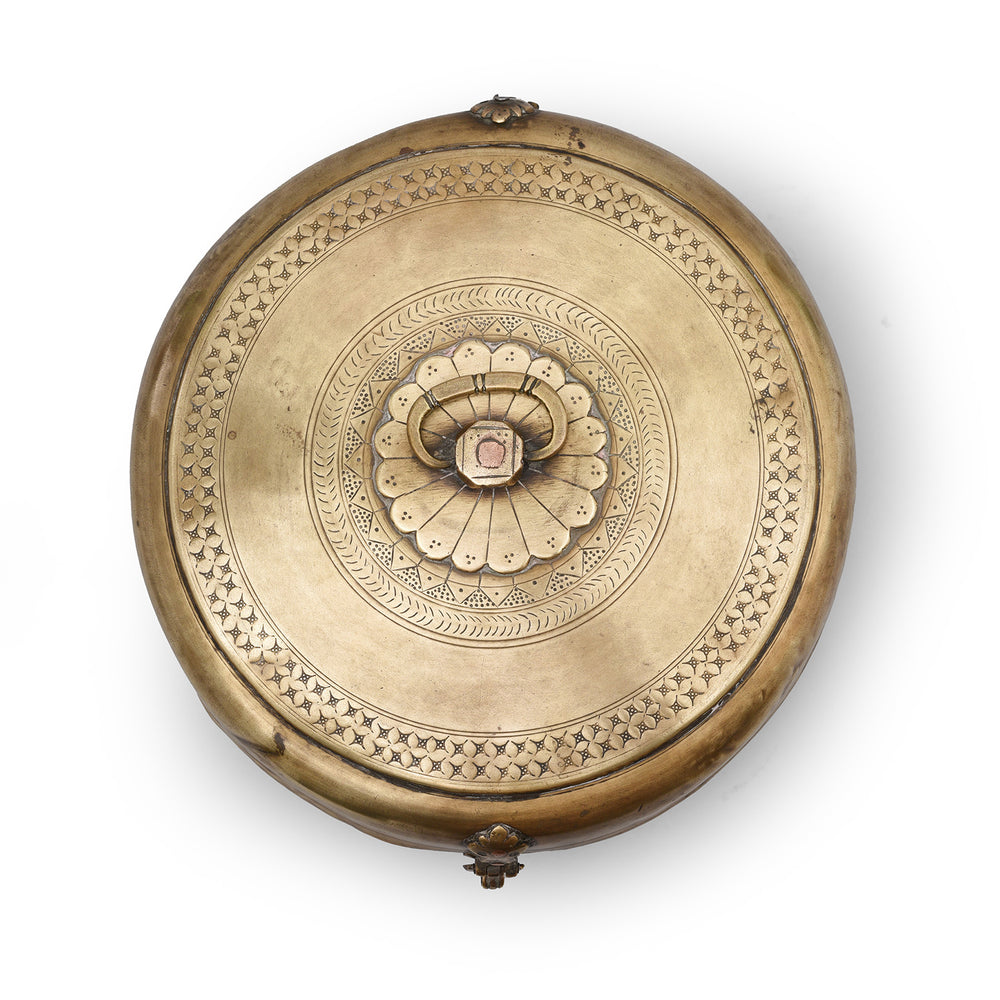 Top View Of Brass Indian Chapati Box - 19th Century | Indigo Antiques