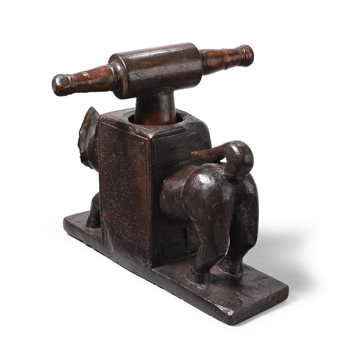 Rear View Of Antique Carved Indian Tiger Juicer From Banswara | Indigo Antiques
