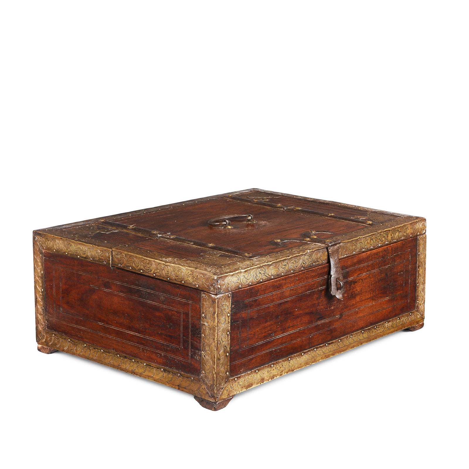 Antique Brass Bound Roheda Merchants Box From Shekhawati  | Indigo Antiques