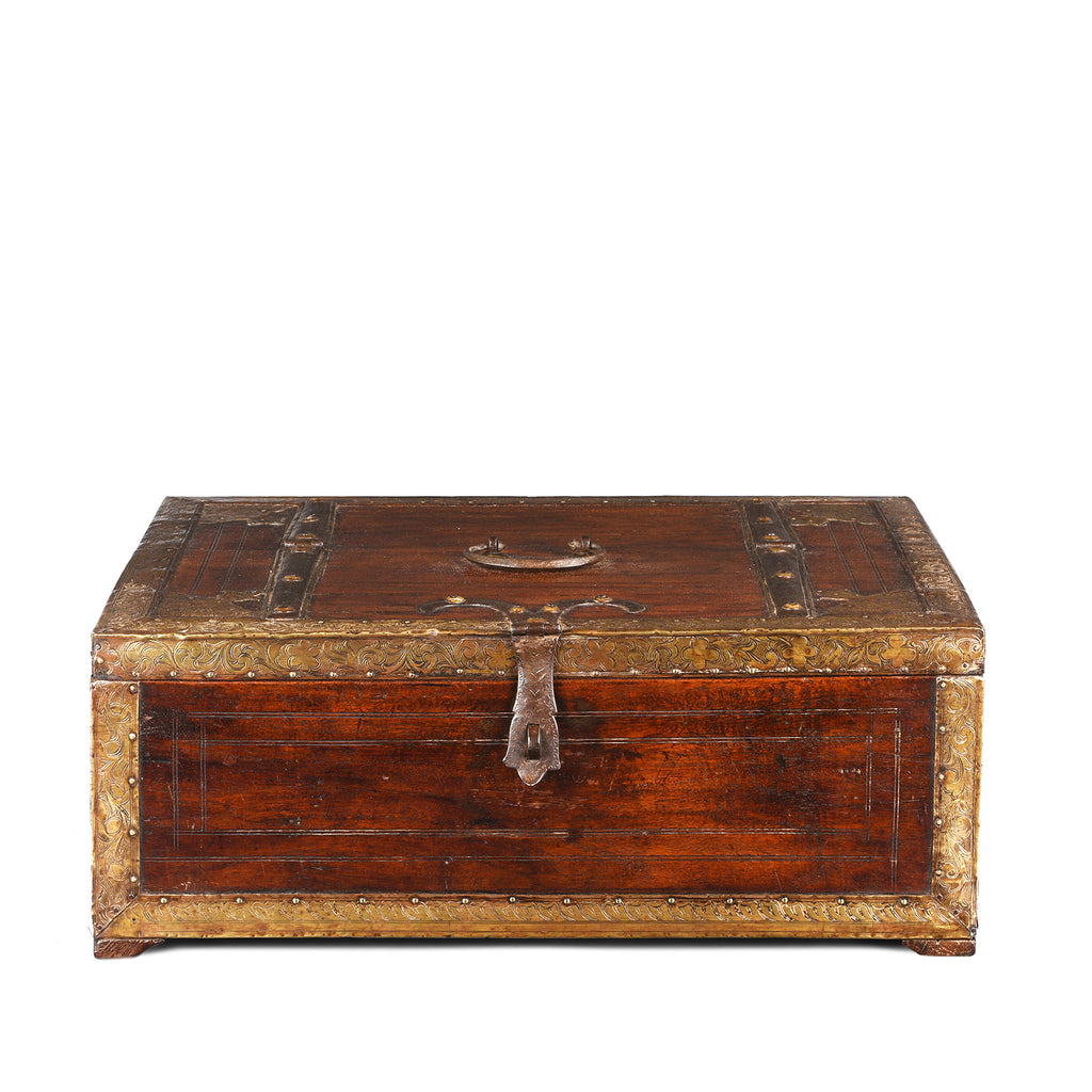 Brass Bound Merchants Box From Shekhawati - 19th Century