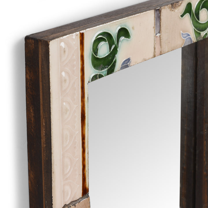 Depth Detail From Mirror Made From Old Japanese Ceramic Tiles | Indigo Antiques