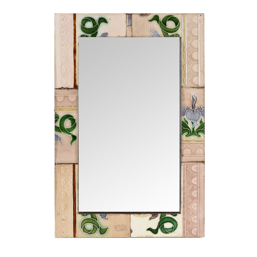 Mirror Made From Old Japanese Ceramic Tiles - (30.5 x 46 cm)