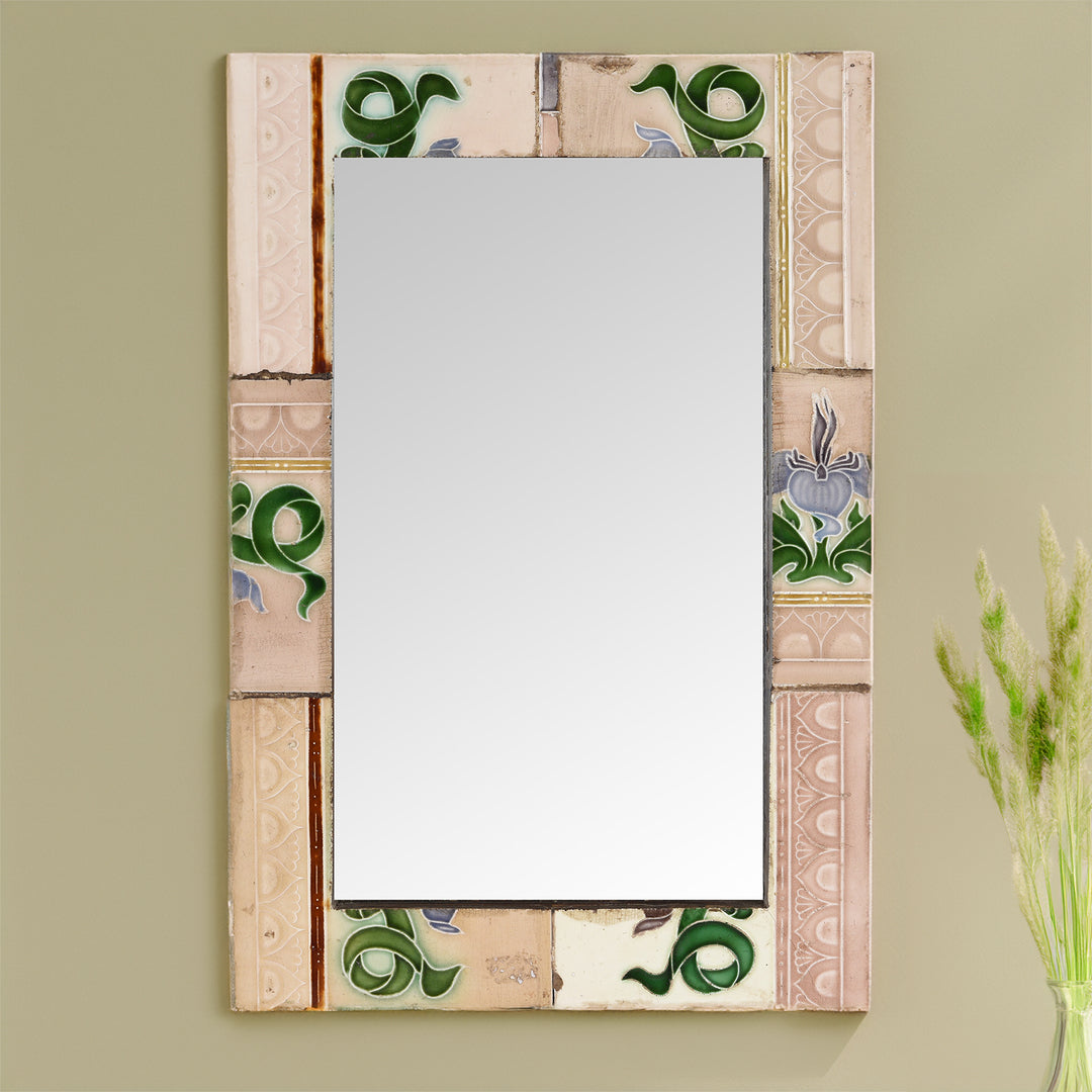 Mirror Made From Old Japanese Ceramic Tiles | Indigo Antiques