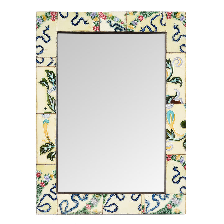 Mirror Made From Old Japanese Ceramic Tiles | Indigo Antiques