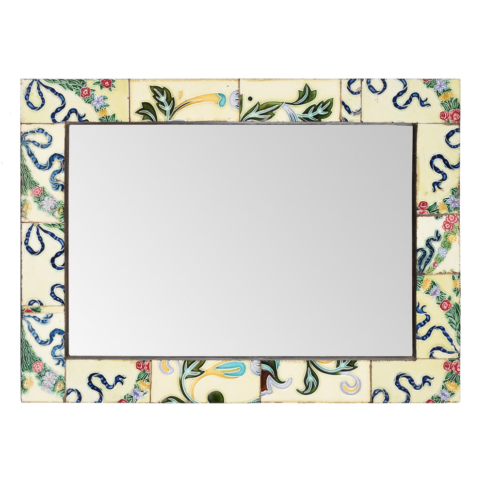 Landscape View Of Mirror Made From Old Japanese Ceramic Tiles | Indigo Antiques